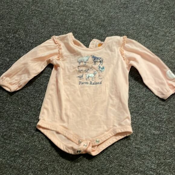 Carhartt Infant Girl's Farm Raised Onesie Size 9 Months Long Sleeve Ruffles - Picture 3 of 4